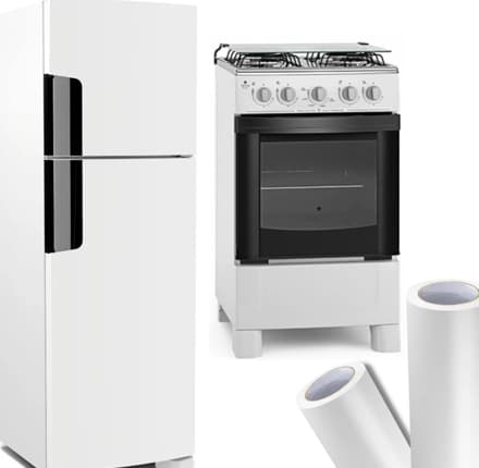 Envelopamento de Geladeira Com Adesivo Inox Branco